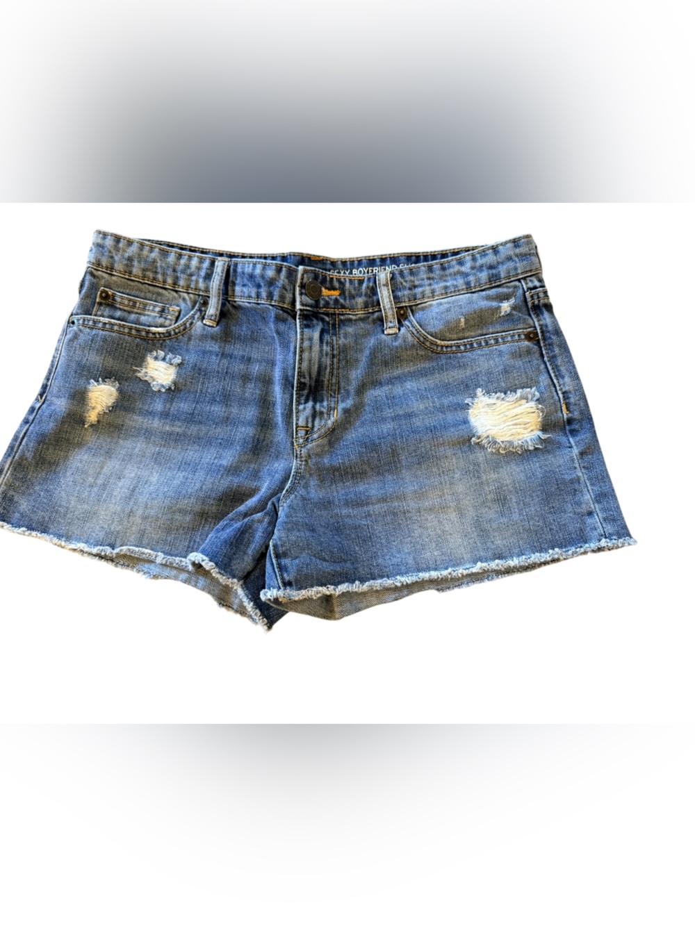 GAP Blue Distressed Denim Cutoff Shorts Jorts Size 8 Sexy Boyfriend Short